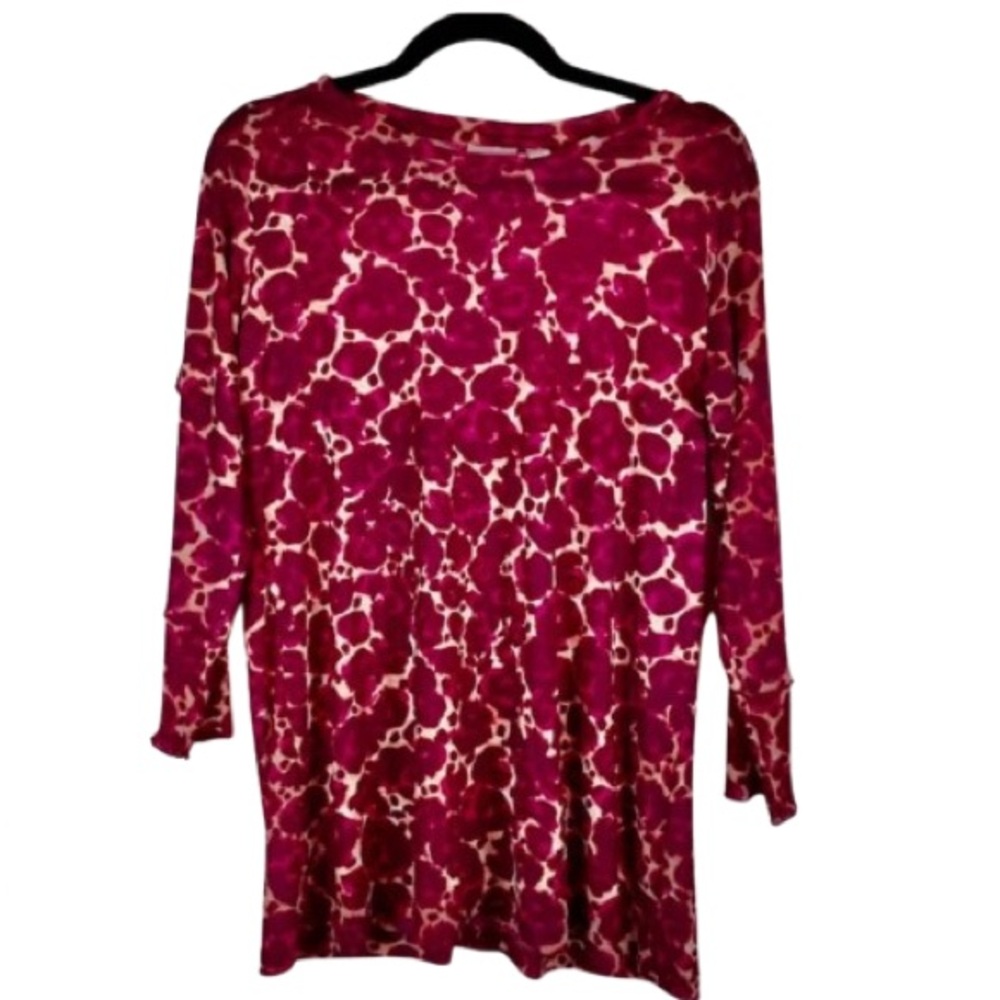 Logo Layers Pink Red Abstract Mesh Long Sleeve Sheer Mini Dress Women’s M
